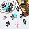 15Pcs 5 Colors Cross with Word Jesus Silicone Focal Beads SIL-YW0002-04-4