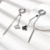 304 Stainless Steel Enamel Butterfly Tassel Hoop Earrings EJEW-G453-10P-3