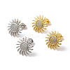 Rack Plating Brass Micro Pave Clear Cubic Zirconia Sun Stud Earrings EJEW-F301-18-1