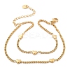 304 Stainless Steel Double-Layer Curb Chains Bracelets for Women BJEW-C089-13G-4