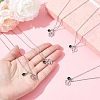 Valentine's Day 304 Stainless Steel & Green Glass Heart Pendant Cable Chain Necklaces for Women NJEW-FS00014-04-5