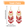 4 Pairs 4 Colors Glass Seed Beaded Tassel Chandelier Earrings EJEW-FI0002-40-2