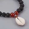 Cowrie Shell Charm Stretch Bracelets BJEW-JB04088-02-2