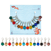 14Pcs 14 Colors Faceted Glass Pendant Locking Stitch Markers HJEW-AB00653-1