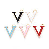 Rack Plating Alloy Enamel Pendants ENAM-T024-53V-G-1