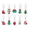 10Pcs 10 Styles Christmas Themed PVC Plastic Keychain KEYC-JKC00869-1