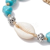 2Pcs Adjustable Synthetic Turquoise Dyed Beads & Natural Cowrie Shell Beaded Braided Bead Bracelets for Women BJEW-JB11544-5