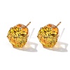 Flat Round Brass Micro Pave Cubic Zirconin Stud Earrings EJEW-D318-04G-5