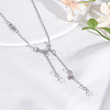 1Pc Moon Star Alloy Tassel Pendant Necklaces for Women NJEW-LP0002-95-3