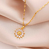 Sunflower 304 Stainless Steel Clear Cubic Zirconia Pendant Necklaces for Women FS-WG5C110-01-4