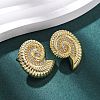 Brass Micro Pave Clear Cubic Zirconia Conch Stud Earrings EJEW-H165-07G-2