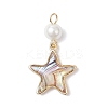 4Pcs 4 Styles Brass Enamel Imitation Abalone Shell Pendants PALLOY-JF04291-2