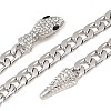 Alloy Rhinestone Snake Cuban Link Chain Necklaces for Women WGC9FDE-04-2