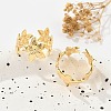 Flower Brass Cuff Rings for Women RJEW-B119-14G-02-3
