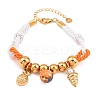 304 Stainless Steel & Synthetic Rainbow Stone Charm Bracelets BJEW-K247-03G-4