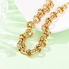 Hammered 304 Stainless Steel Double Ring Link Chains Bracelets for Women BJEW-G780-06G-01-3