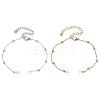 2Pcs 2 Colors 304 Stainless Steel Ball Link Chain Bracelet Making AJEW-JB01305-1