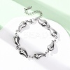 304 Stainless Steel Teardrop Shape Link Bracelets for Women BJEW-L706-05P-2