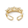 Clear Cubic Zirconia Horse Eye Open Cuff Ring with Plastic Pearl Beaded RJEW-G276-12G-3