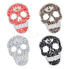 8Pcs 4 Colors Skull Hotfix Rhinestone (Hot Melt Adhesive On The Back) DIY-FH0007-53-1