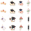32Pcs 8 Styles Graduation Season Alloy Enamel Pendants ENAM-YW0005-72-1