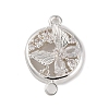 Brass Pave Clear Cubic Zirconia Connector Charms KK-Z066-08S-1