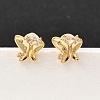 Brass Micro Pave Clear Cubic Zirconia Butterfly Stud Earrings EJEW-C158-16B-G-1
