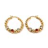304 Stainless Steel Beaded Hoop Earrings LS-EJEW-G368-05G-1