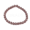 6mm Round Natural Strawberry Quartz Beaded Stretch Bracelets for Women Men BJEW-JB10455-1