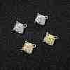 4Pcs 2 Colors Brass Pave Cubic Zirconia Fruit Connector Charms KK-FS0001-73C-7