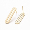 Brass Long Oval Stud Earrings EJEW-C015-03G-2