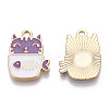 Golden Plated Alloy Enamel Pendants ENAM-T009-90C-RS-1