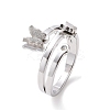 Crystal Rhinestone Butterfly Finger Ring RJEW-D120-09B-P-1
