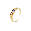 Brass Micro Pave Colorful Cubic Zirconia Cuff Rings RJEW-S044-157-NF-4
