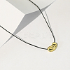 925 Sterling Silver Textured Coffee Bean Pendant Adjustable Black Polyester Cord Necklaces for Women NJEW-H074-03G-1