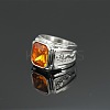 Rectangle 304 Stainless Steel with Cubic Zirconia Finger Rings for Men FS-WG909F6-04-1