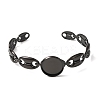 304 Stainless Steel Coffee Bean Chain Cuff Bracelet Blanks with Flat Round Bezel Settings SA-CBA4160-02A-EB-2