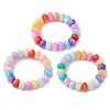 Rondelle Dyed Natural Freshwater Shell Beaded Stretch Rings for Women RJEW-JR00741-1