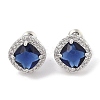 Brass Pave Cubic Zirconia Square Stud Earrings for Women EJEW-I304-21P-09-1