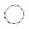 Christmas Theme Natural Rose Quartz Stretch Bracelets PW-WGC1682-02-1