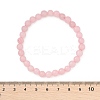 Natural Rose Quartz Bead Stretch Bracelets X-BJEW-K212-A-045-3