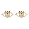 Brass Micro Pave Clear & Black Cubic Zirconia Connector Charms KK-N227-105LG-2