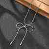 Anti-Tarnish 304 Stainless Steel Bowknot Pendant Round Snake Chain Necklaces for Women NJEW-Z044-10P-5