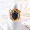 Oval Natural Sodalite Finger Rings RJEW-M063-01G-09-4