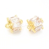 Brass Clear Glass Connector Charms KK-P228-76G-1