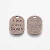 Tibetan Style Alloy Flat Oval Carved Affirmation Word Live Love Laugh Pendants LS-X-TIBEP-22066-R-NR-2