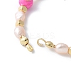 Brass & Natural Pearl and Dyed Hot Pink Imperial Jasper Round Beaded Bracelet Making KK-F892-22G-2