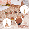 4 Pairs 4 Colors Natural Wood Teardrop & Rhombus Dangle Earrings EJEW-FI0001-46-4