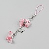 Lily of the Valley Handmade Lampwork & Alloy Butterfly Pendant Decorations HJEW-WH20021-06C-2