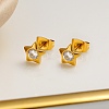 304 Stainless Steel Clear Cubic Zirconia Stud Earrings EJEW-Q044-06G-1